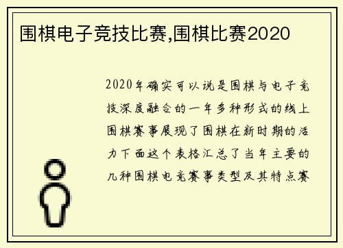 围棋电子竞技比赛,围棋比赛2020